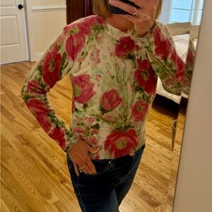 Autumn Cashmere Floral Knit Sweater - watercolor